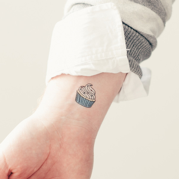 Little Cupcake Tattoo On Wrist