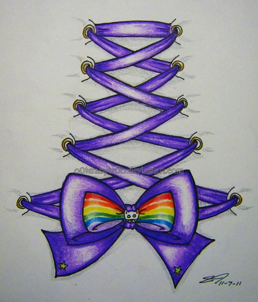 Purple Corset Bow Tattoo Design By Terabyte
