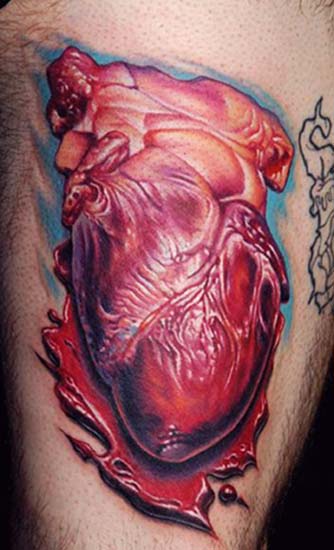 Realistic Human Heart Tattoo
