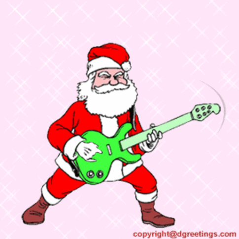 Santa Claus Playing Guitar Funny Christmas Clipart