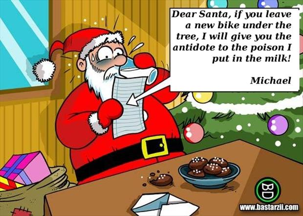 Santa Claus Reading Letter Funny Christmas Joke Picture