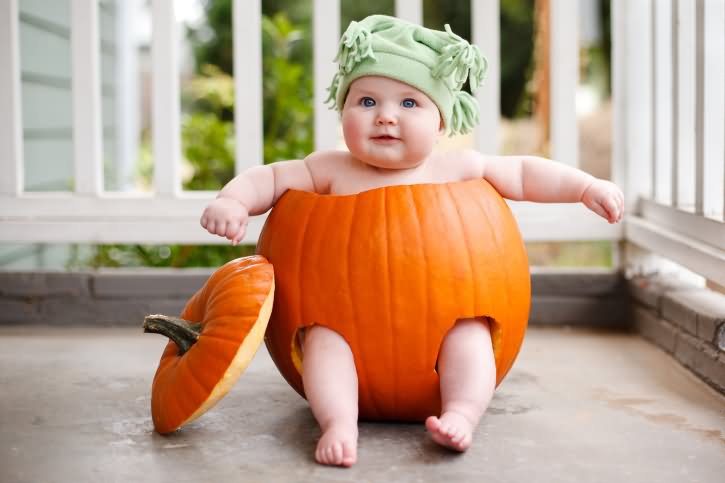 Sweet Baby In Pumpkin