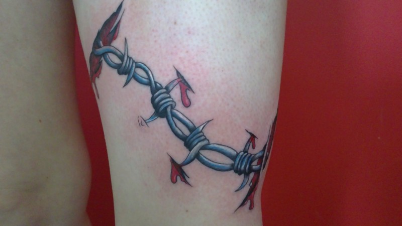 Torn Skin Barbed Wire Armband Tattoo