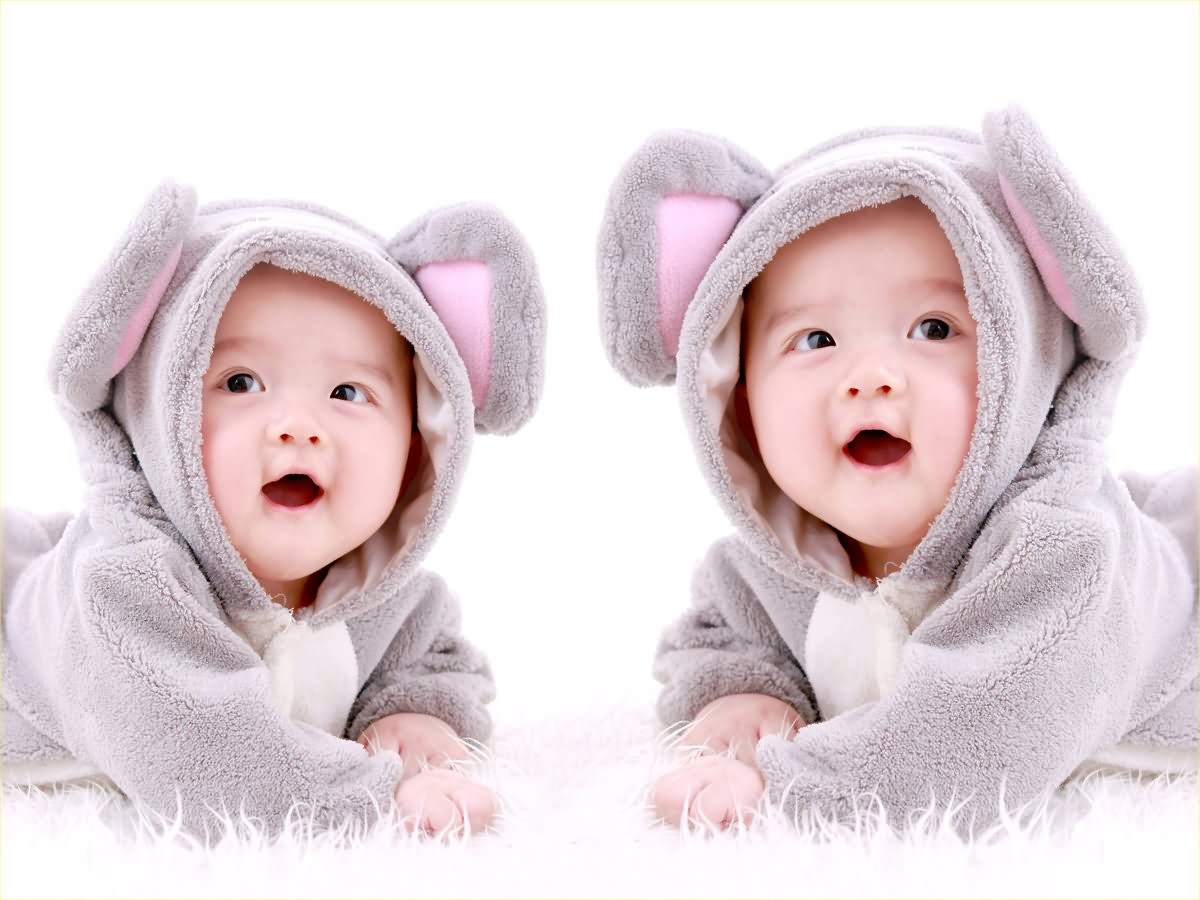 Twin Babies In Bunny Costume