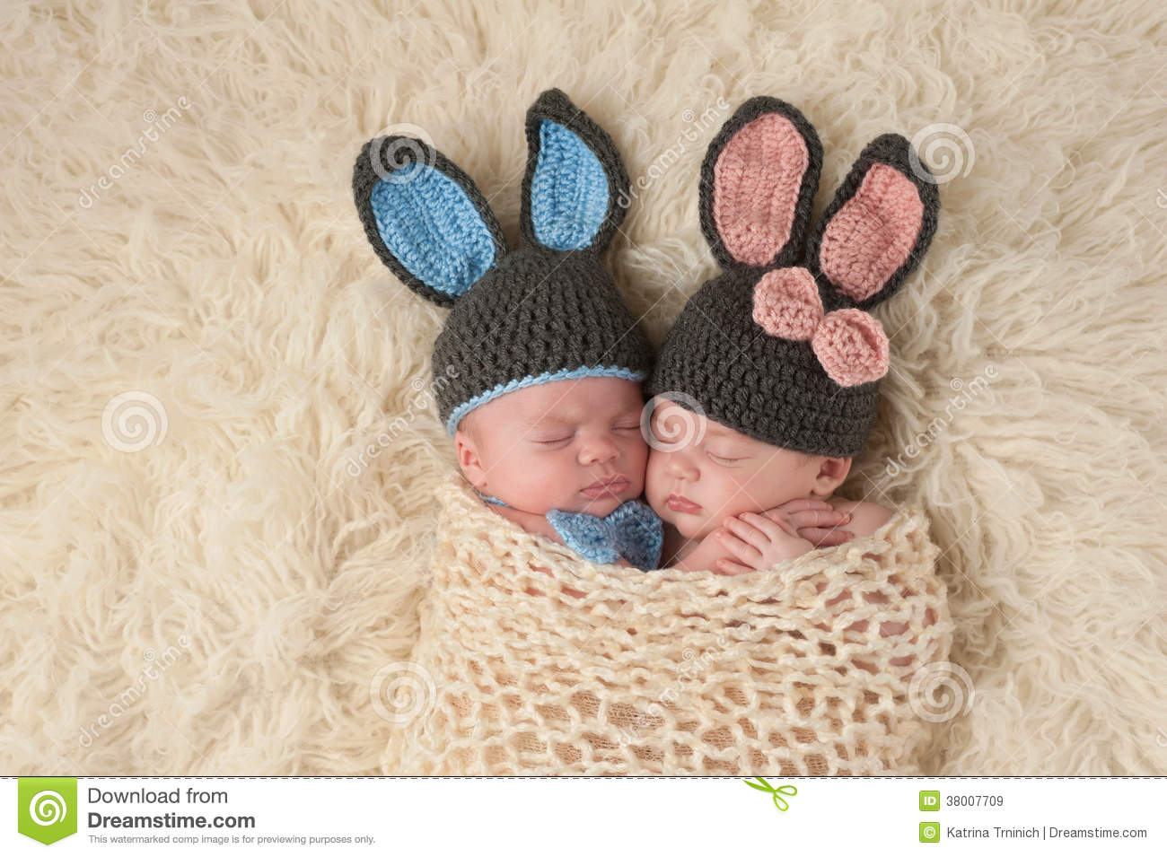 Twin Newborn Babies n Bunny Rabbit Costumes