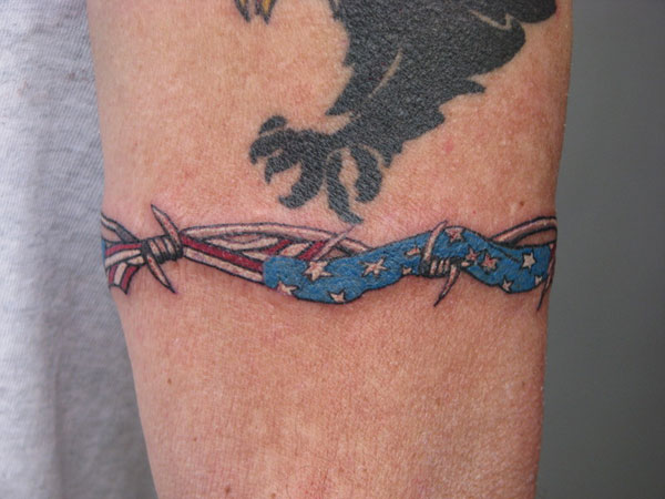 Us Flag Barbed Wire Tattoo For Armband