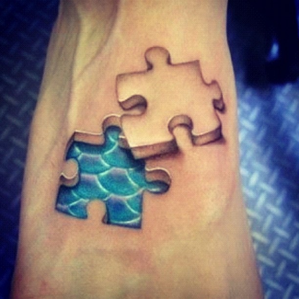 3D Puzzle Foot Piece Tattoo For Man