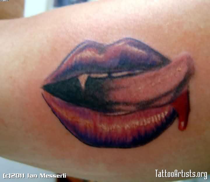 3D Vampire Mouth Tattoo Design