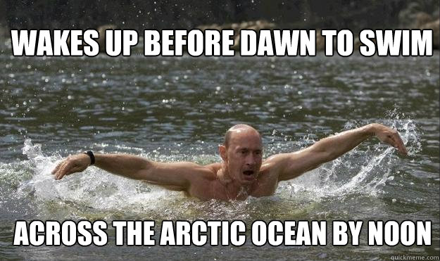 Across The Arctic Ocean By Noon Funny Swimming Meme