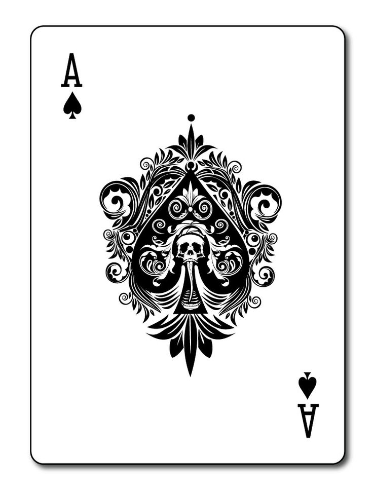 Amazing Ace Of Spade Card Tattoo Stencil