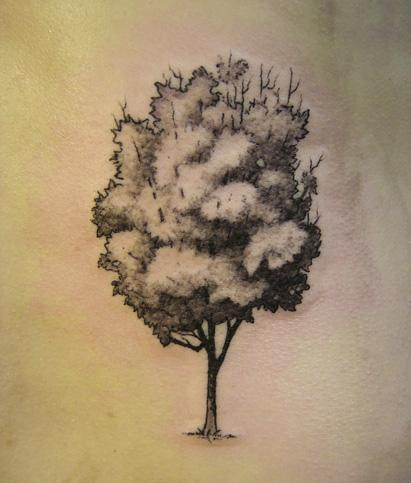 Amazing Black And Grey Tree Tattoo Design