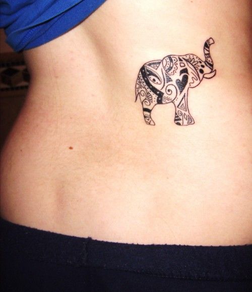 Amazing Black Polynesian Elephant Tattoo On Back By Diane Smith