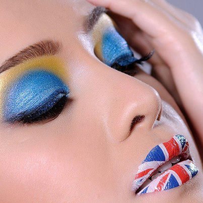 Amazing British Flag Tattoo On Girl Lip