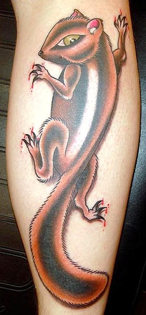 Amazing Cute Squirrel Tattoo On Leg Calf