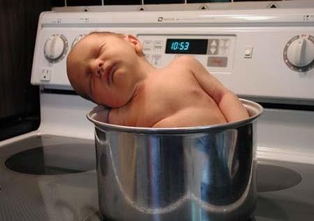 Baby Funny Sleeping In Pan