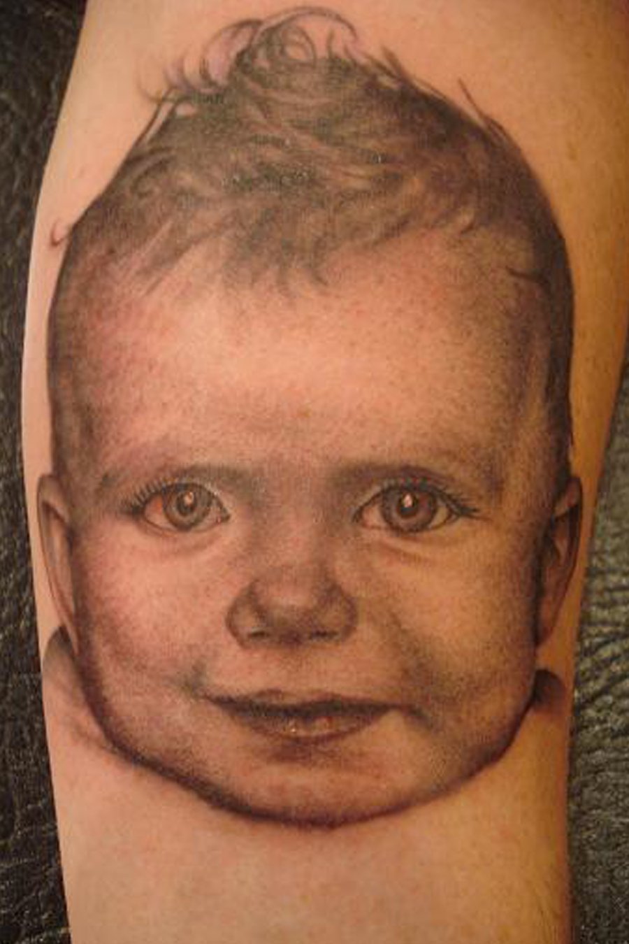 Baby Portrait Tattoo by Fabian Cobos