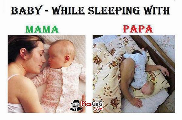 Baby While Sleeping With Papa And Mama Funny Picture