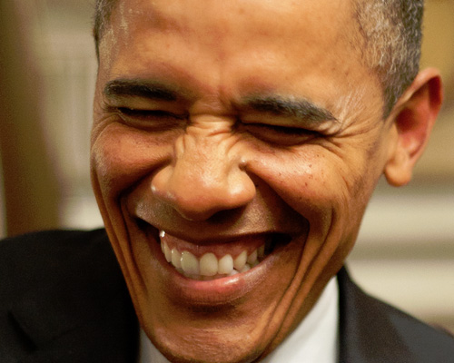 Barack Obama  Funny Laughing Face Image