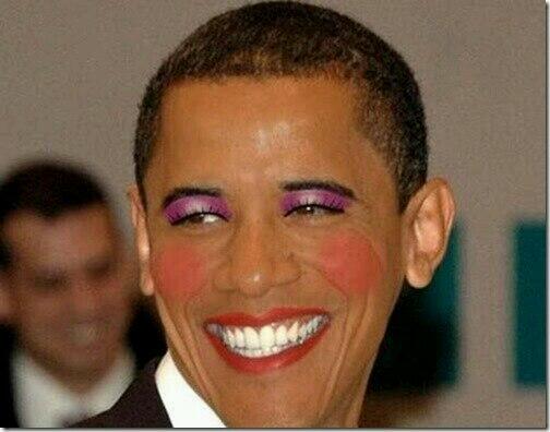 Barack Obama In Woman Makeup Funny Picture