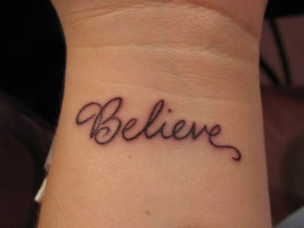 Believe Wording Tattoo On Wrist
