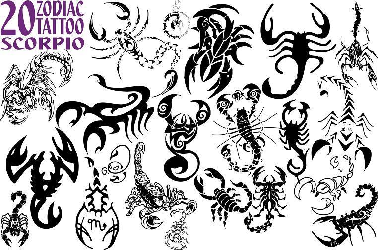 Black 20 Zodiac Scorpio Tattoo Flash