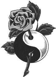 Black And Grey Rose In Yin Yang Tattoo Design By Jonathan Echegaray