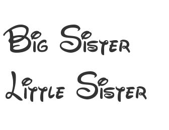Black Big Sister And Little Sister Tattoo Stencil