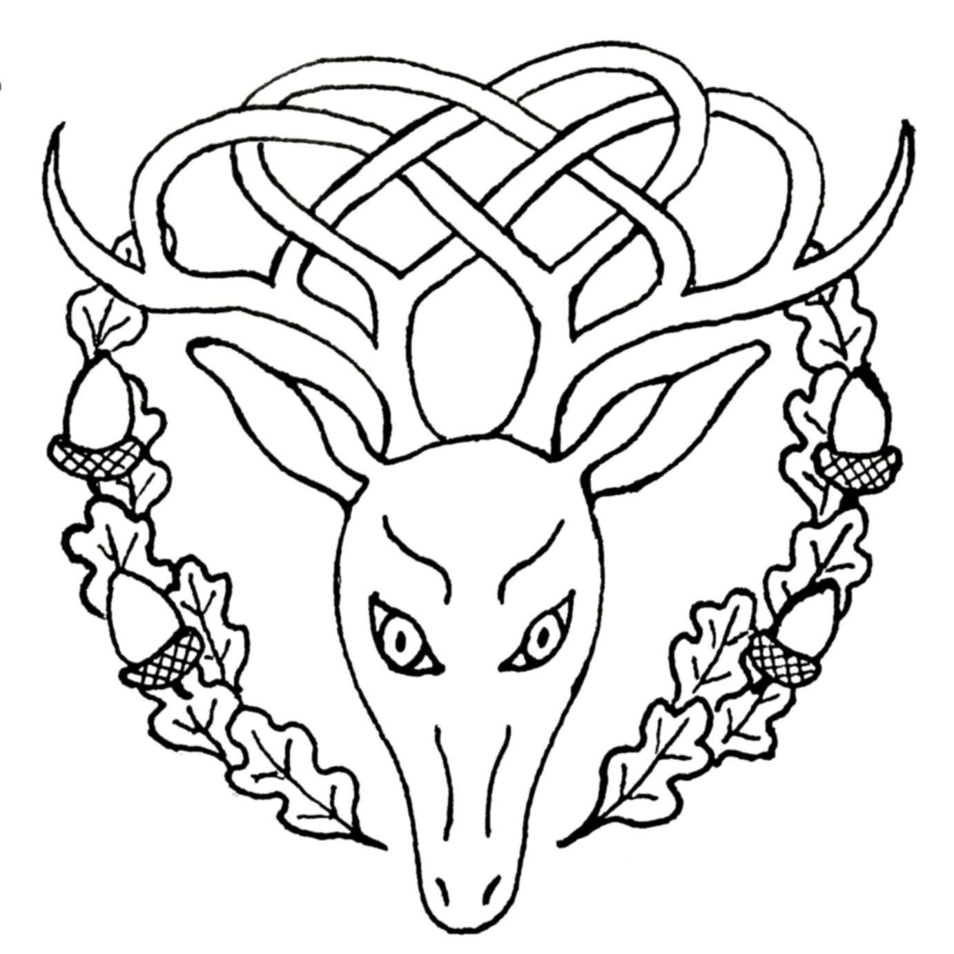 Black Celtic Deer Tattoo Stencil