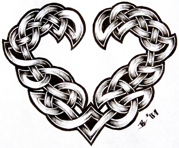 Black Celtic Heart Tattoo Design