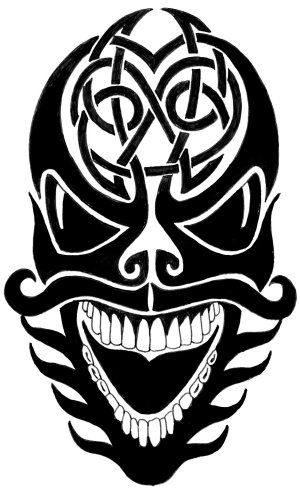 Black Celtic Mask Tattoo Stencil