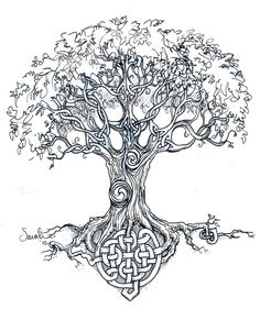 Black Celtic Tree Tattoo Stencil