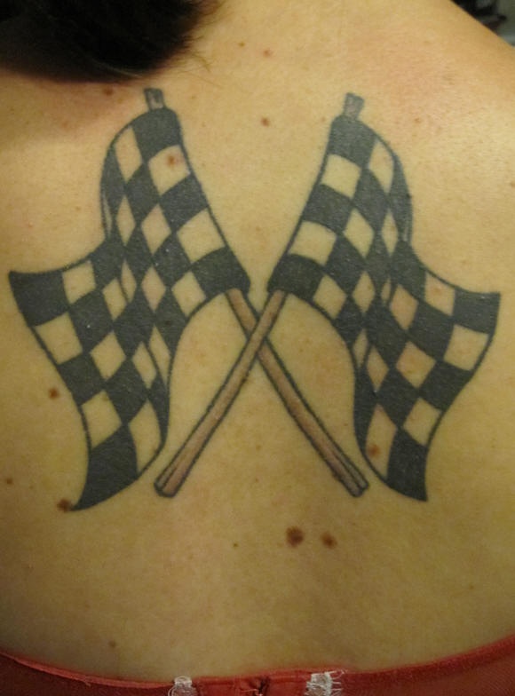 Black Checkered Flag Tattoo Design