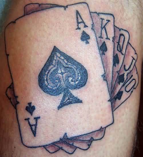 Black Gambling Ace Of Spade Tattoo Design