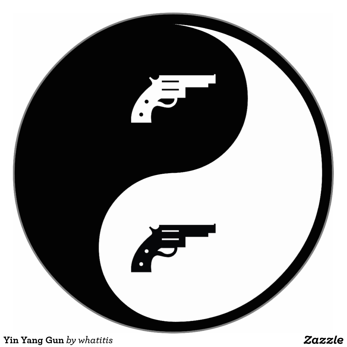 Black Gun In Yin Yang Tattoo Stencil
