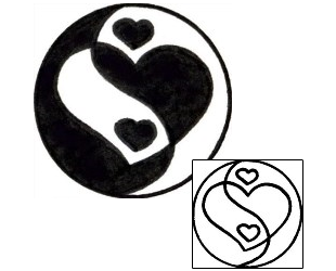 Black Heart In Yin Yang Tattoo Design
