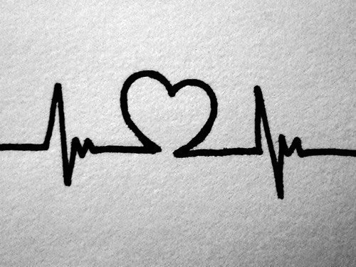 Black Heart With Heartbeat Tattoo Stencil