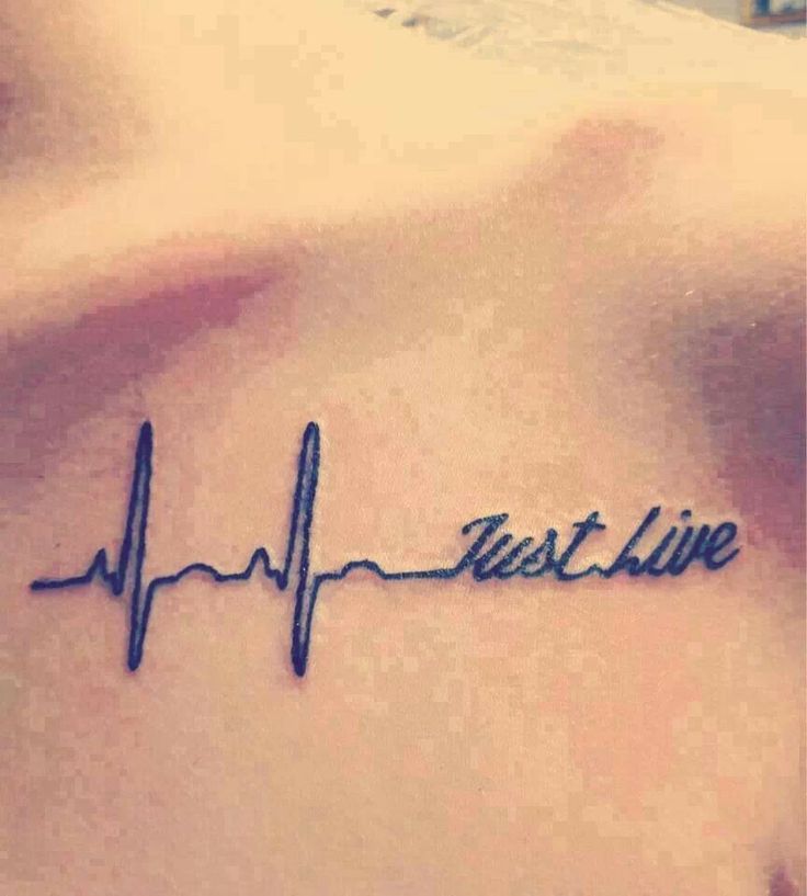 Black Heartbeat Just Live Tattoo Design