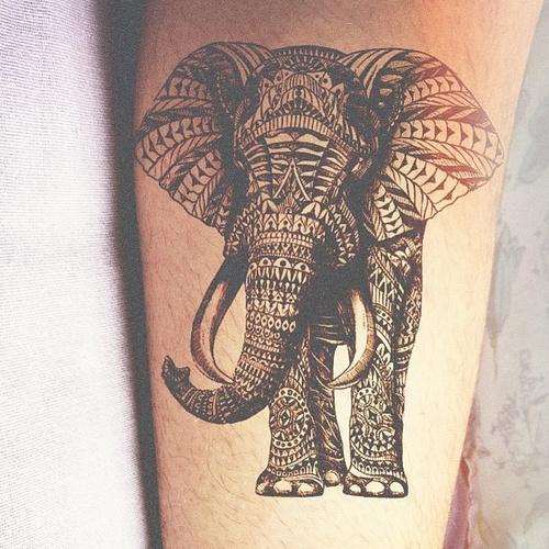 Black Maori Elephant Tattoo Design