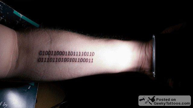 Black Math Binary Number Tattoo On Forearm
