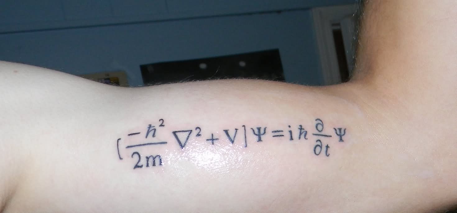 Black Math Equation Tattoo On Bicep