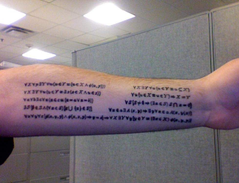Black Math Equation Tattoo On Forearm