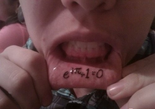 Black Math Formula Tattoo On Inner Lip