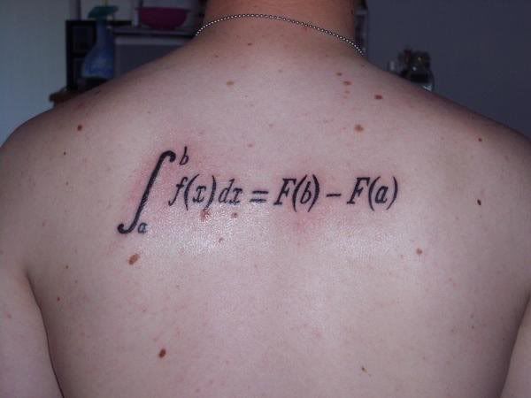 Black Math Formula Tattoo On Upper Back