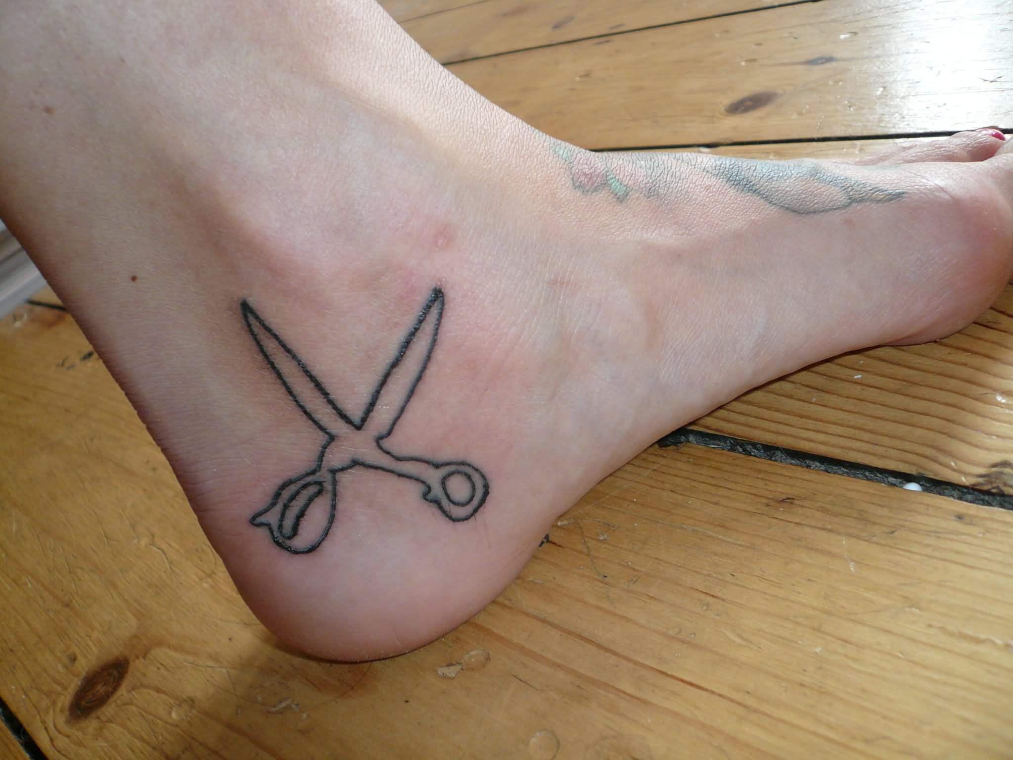 Black Scissor Tattoo On Heel