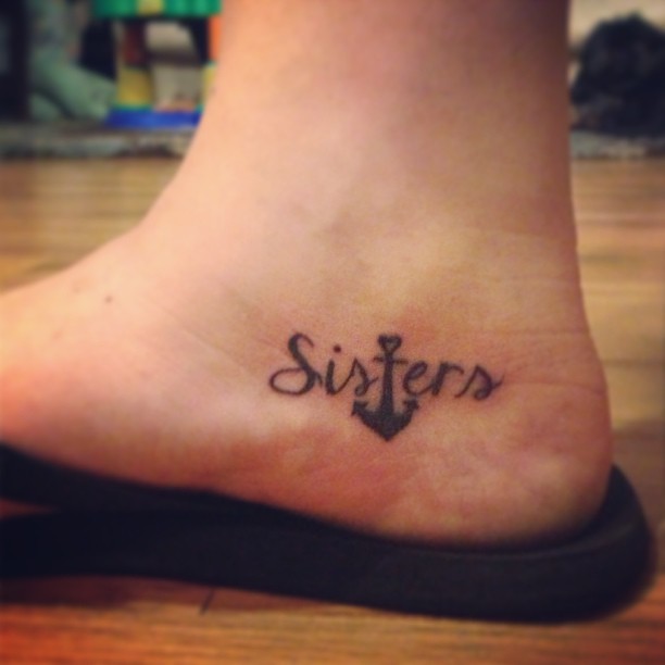 Black Sisters With Anchor Tattoo On Heel