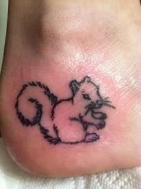 Black Squirrel Tattoo On Heel