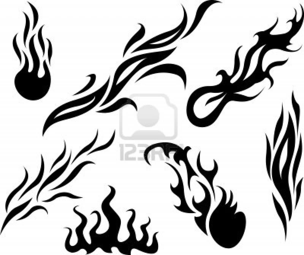 Black Tribal Fire Flames Tattoo Flash