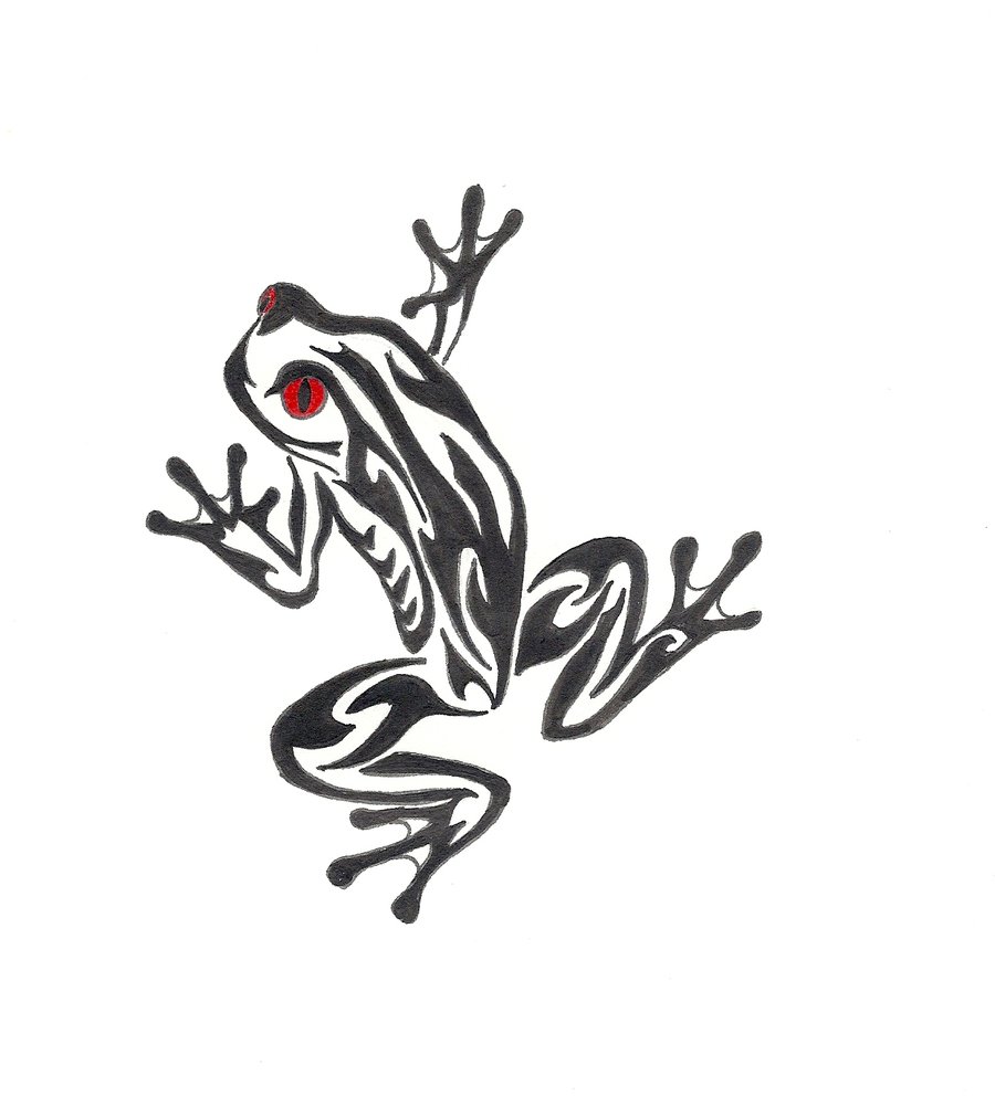 Black Tribal Frog Tattoo Design