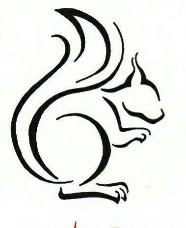 Black Tribal Squirrel Tattoo Stencil