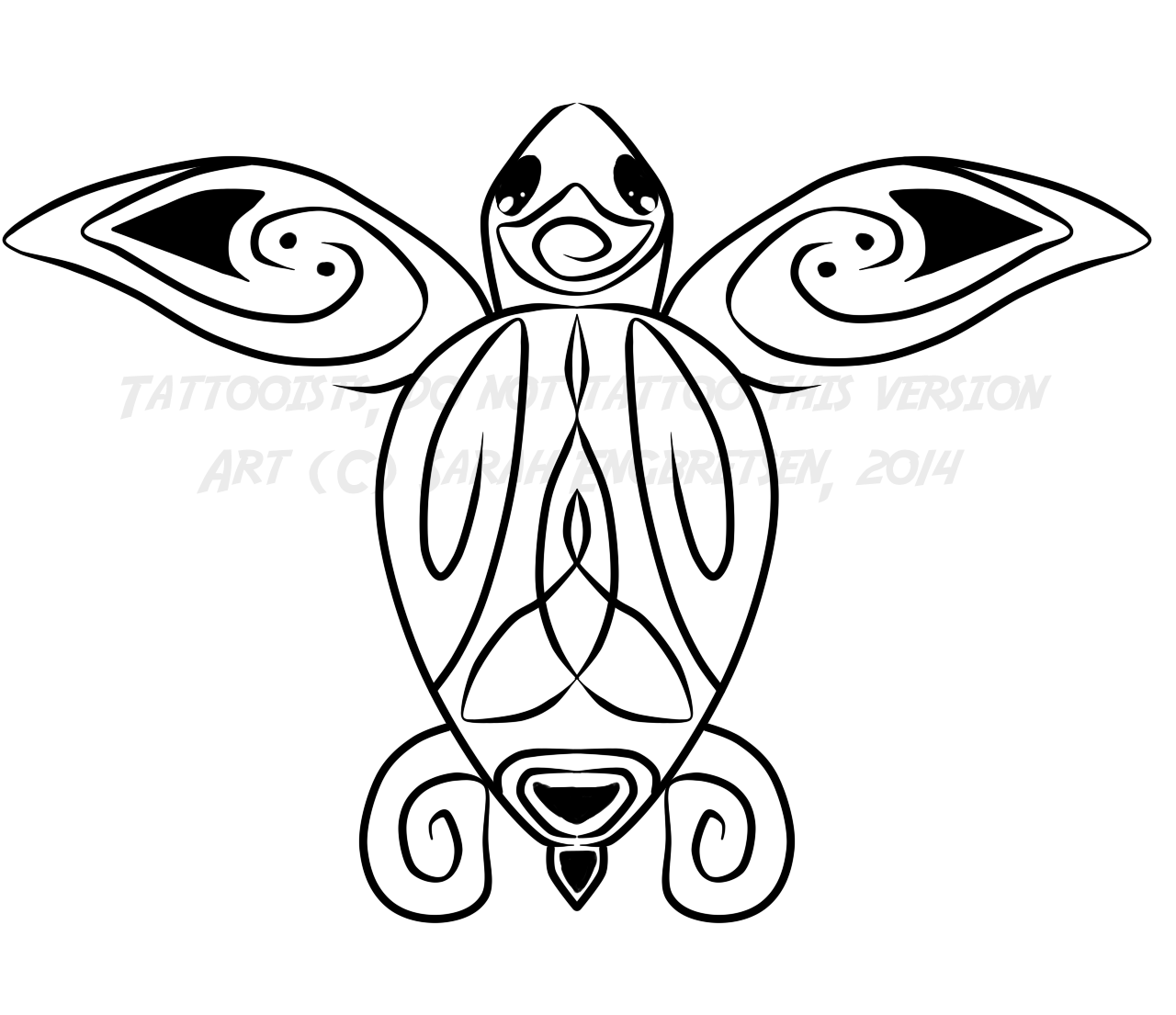 Black Tribal Turtle Tattoo Stencil For Daughter
